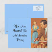 Briefkaart  Retro Fun Fondue Party Uitnodiging (Voorkant / Achterkant)