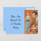 Briefkaart  Retro Fun Fondue Party Uitnodiging (Voorkant / Achterkant)
