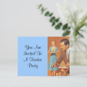 Briefkaart  Retro Fun Fondue Party Uitnodiging (Staand voorkant)