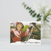 Briefkaart  Retro Fun Ik heb een nieuw adres verpl (Staand voorkant)