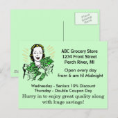 Briefkaart  Retro Happy Lady Money Savings (Voorkant / Achterkant)