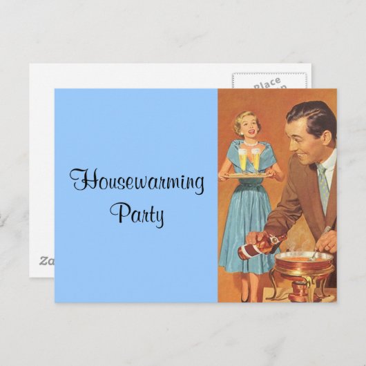 Briefkaart retro Housewarming Party Favors (Voorkant / Achterkant)