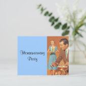Briefkaart  retro Housewarming Party Favors (Staand voorkant)