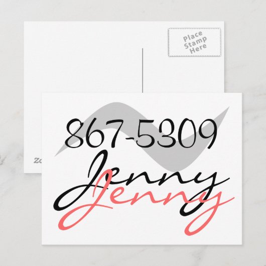 Briefkaart Retro Jenny 867-5309 voor een goede tij (Voorkant / Achterkant)