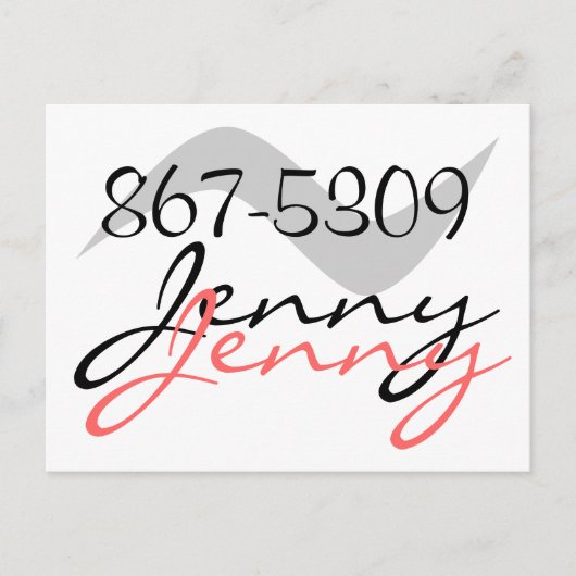 Briefkaart Retro Jenny 867-5309 voor een goede tij (Voorkant)