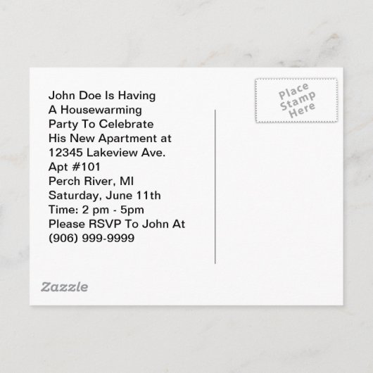 Briefkaart Retro-Man maakt koffiehuisopwarming (Achterkant)