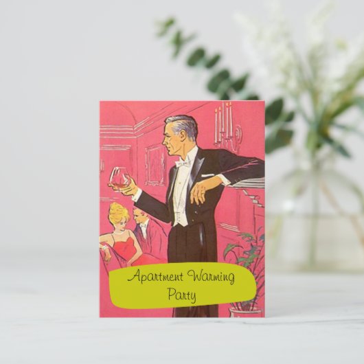 Briefkaart Retro Man Toast Toast Housewarming Part (Staand voorkant)