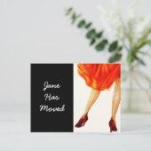 Briefkaart Retro Marilyn Red Dress verplaatst nieu (Staand voorkant)