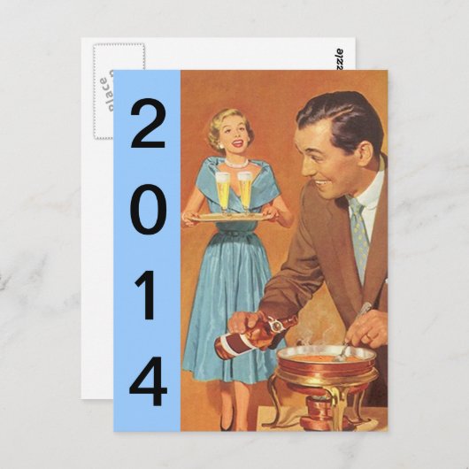 Briefkaart retro nieuwe jaren oud Fun (Voorkant / Achterkant)