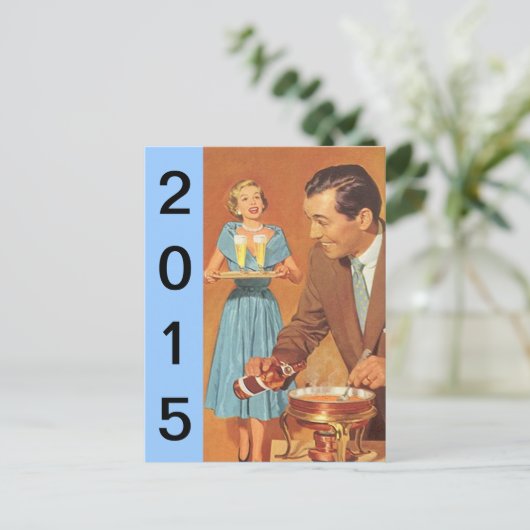 Briefkaart retro nieuwe jaren oud  Fun (Staand voorkant)