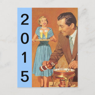 Briefkaart retro nieuwe jaren oud  Fun
