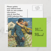 Briefkaart retro paar verhuizen in verplaatst nieu (Voorkant / Achterkant)