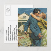 Briefkaart retro paar verhuizen in verplaatst nieu (Voorkant / Achterkant)