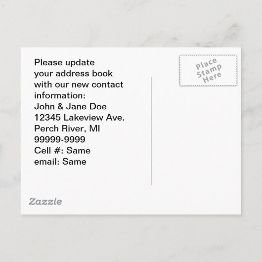 Briefkaart Retro paar We hebben verhuisd nieuw adr (Achterkant)