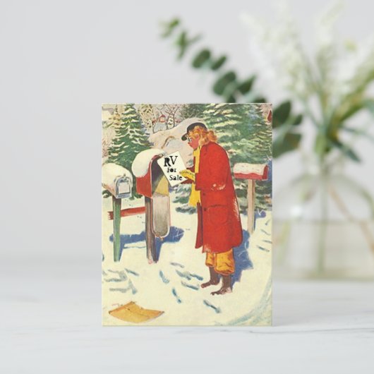 Briefkaart Retro Planning RV Camping Trip Vacking (Staand voorkant)
