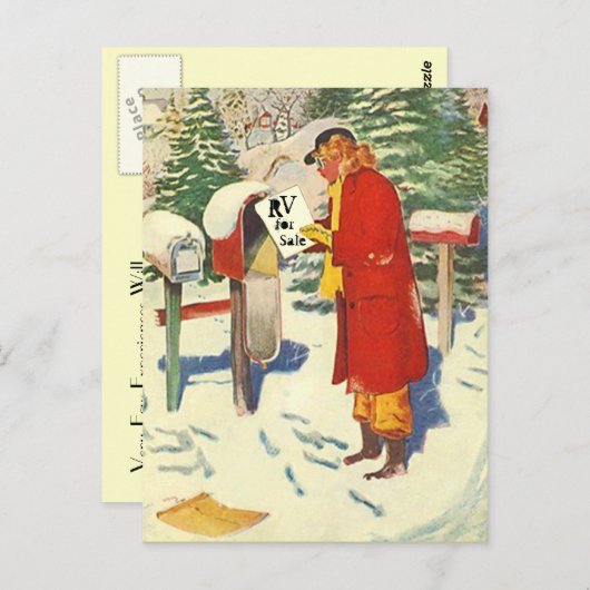 Briefkaart Retro Planning RV Camping Trip Vacking (Voorkant / Achterkant)