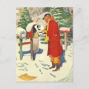 Briefkaart Retro Planning RV Camping Trip Vacking