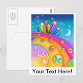 Briefkaart - Retro Pop Art Sixties Sky (Voorkant / Achterkant)