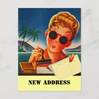 Briefkaart Retro Reizen Contact Nieuw Adreswijzigi