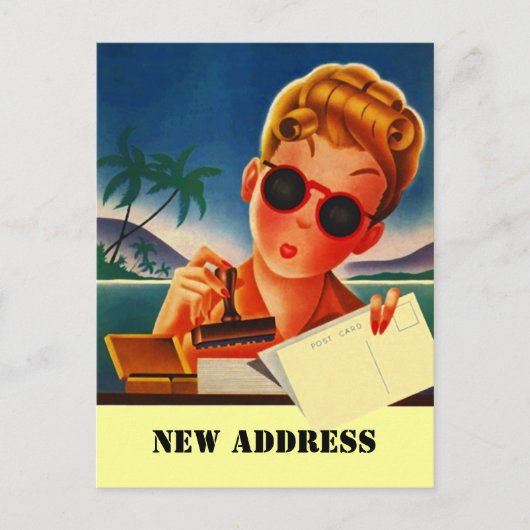 Briefkaart Retro Reizen Contact Nieuw Adreswijzigi (Voorkant)