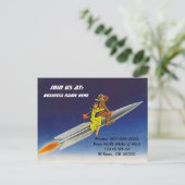 Briefkaart Retro Rocket Riders Sky Riding PC (Staand voorkant)