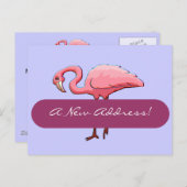 Briefkaart Retro Roze Flamingo Nieuw Adres Aankond (Voorkant / Achterkant)