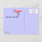 Briefkaart Retro Roze Flamingo Nieuw Adres Aankond (Achterkant)