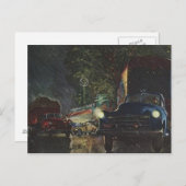  Briefkaart Retro Rugglanzend Night Roadside Diner (Voorkant / Achterkant)