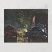  Briefkaart Retro Rugglanzend Night Roadside Diner (Voorkant)
