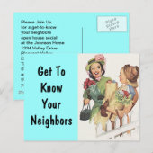 Briefkaart Retro Social Block Party-pc (Voorkant / Achterkant)