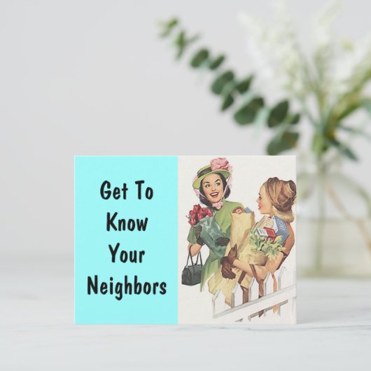 Briefkaart Retro Social Block Party-pc (Staand voorkant)