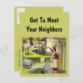 Briefkaart Retro Social Block Party-pc (Voorkant / Achterkant)