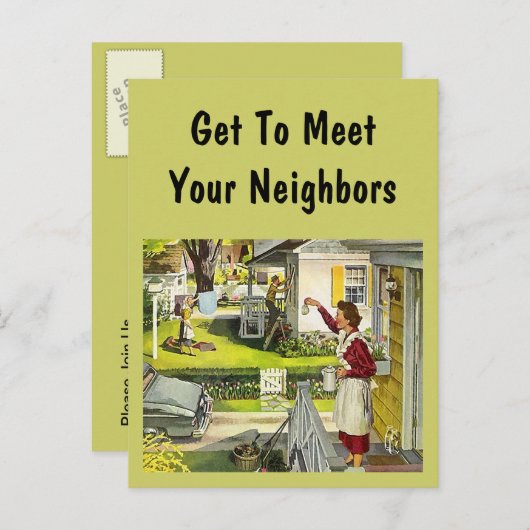 Briefkaart Retro Social Block Party-pc (Voorkant / Achterkant)