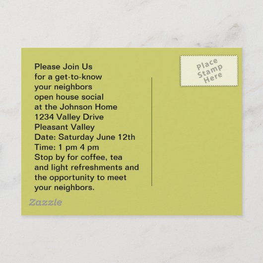 Briefkaart Retro Social Block Party-pc (Achterkant)