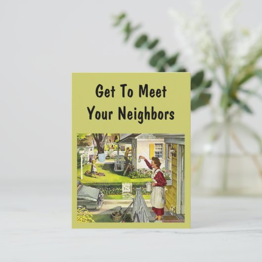 Briefkaart Retro Social Block Party-pc (Staand voorkant)