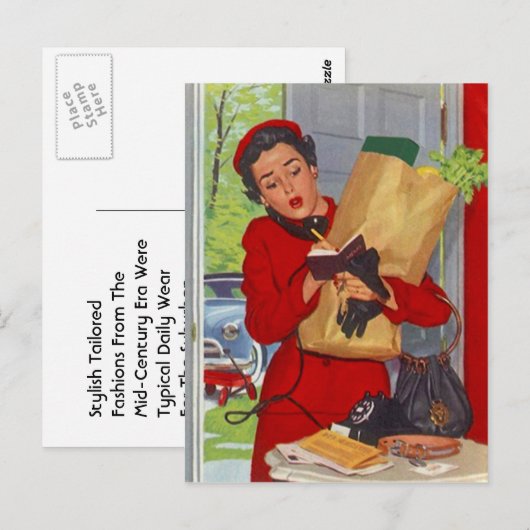 Briefkaart Retro Stijlvolle Modes uit de middeleeu (Voorkant / Achterkant)