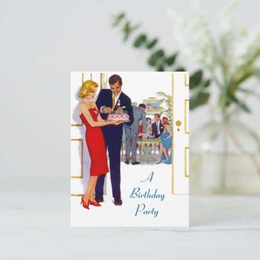 Briefkaart Retro Stijlvolle verjaardagsfeestuitnod (Staand voorkant)