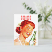 Briefkaart Retro Stylish Gal w/ Soda PUN FUN Pop A (Staand voorkant)