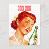 Briefkaart Retro Stylish Gal w/ Soda PUN FUN Pop A (Voorkant)