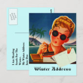 Briefkaart Retro Vacation Contact of Winter Addres (Voorkant / Achterkant)