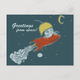 briefkaart - rocketship