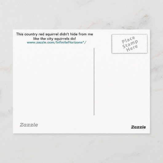 Briefkaart rode eekhoorn (Achterkant)