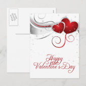 Briefkaart rode en witte harten Valentijn (Voorkant / Achterkant)