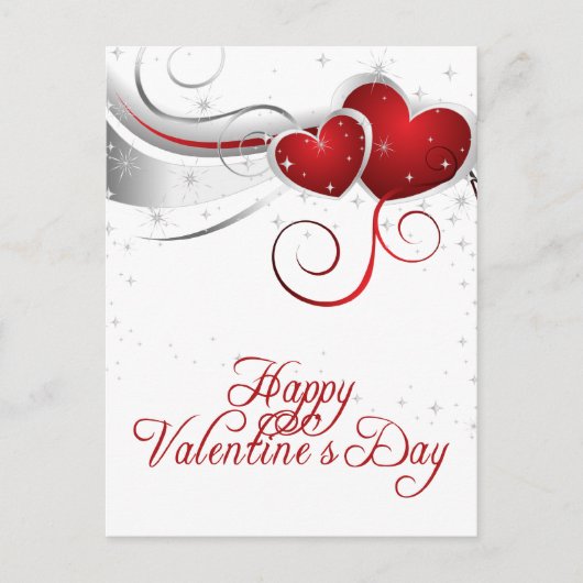 Briefkaart rode en witte harten Valentijn (Voorkant)