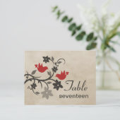 Briefkaart Rode Floral Lovevogels (Staand voorkant)