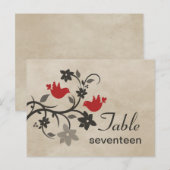 Briefkaart Rode Floral Lovevogels (Voorkant / Achterkant)