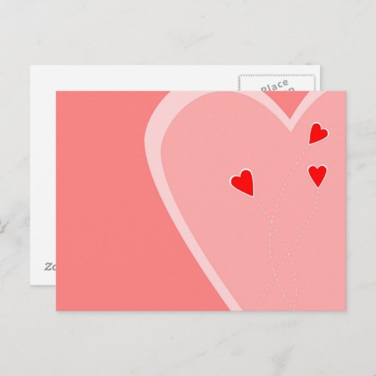 Briefkaart Rode harten (Voorkant / Achterkant)