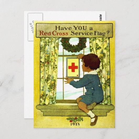 Briefkaart Rode Kruisservice Vlag (Voorkant / Achterkant)
