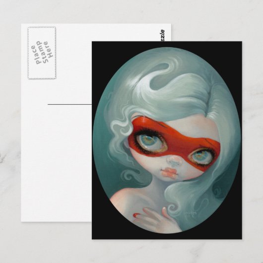 briefkaart "Rode masker" (Voorkant / Achterkant)