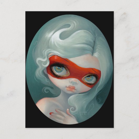 briefkaart "Rode masker" (Voorkant)